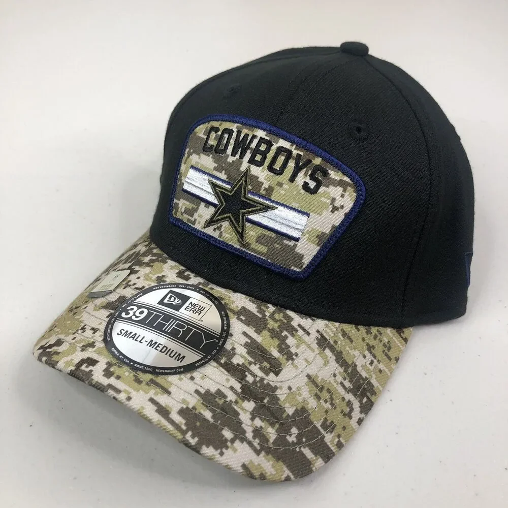 New Era Dallas Cowboys NFL Salute To Service Hat Cap 39THIRTY Flex Fit S/M Camo